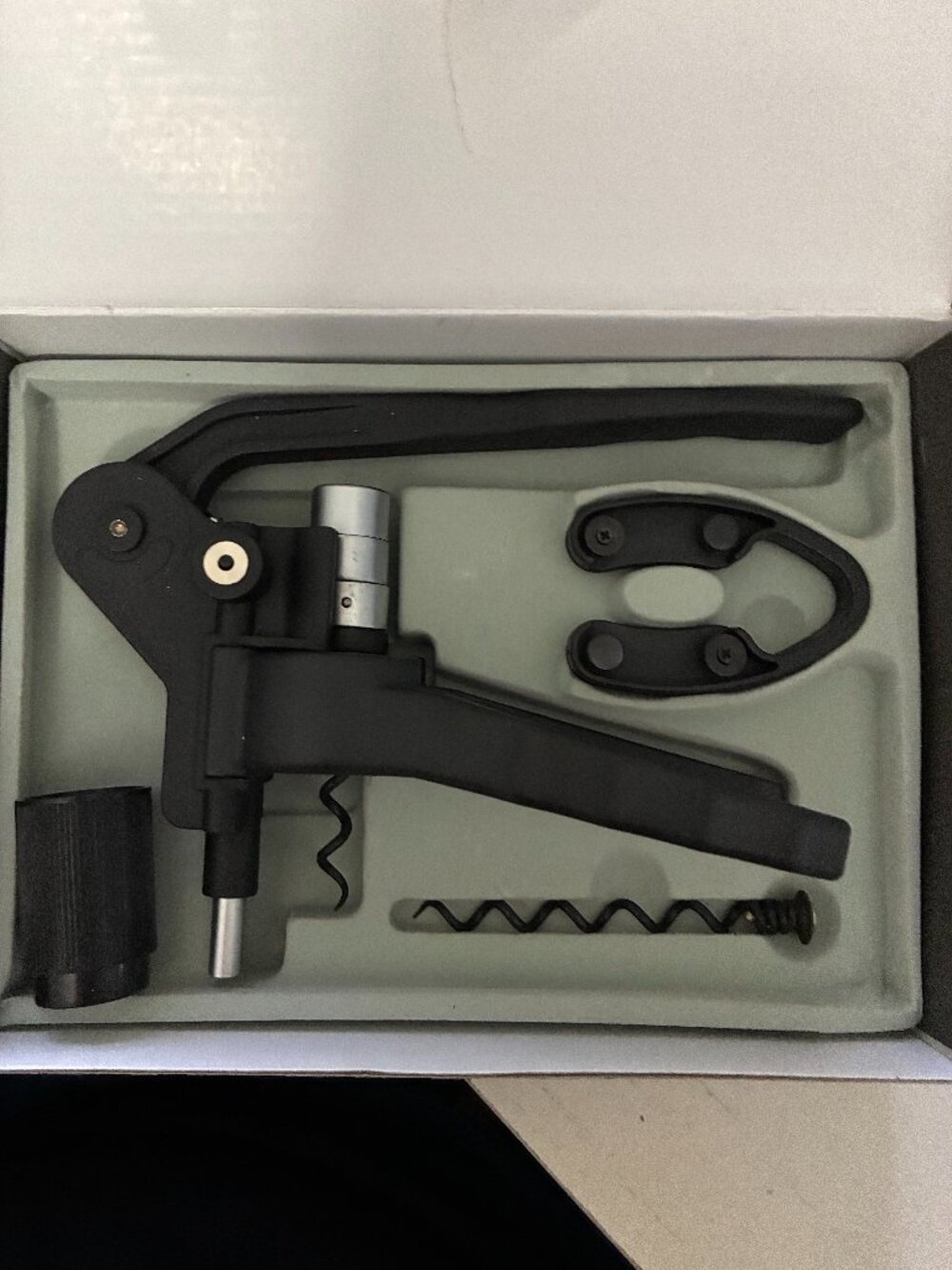 Rabbit-type Lever Corkscrew Wine Opener Black New in Box